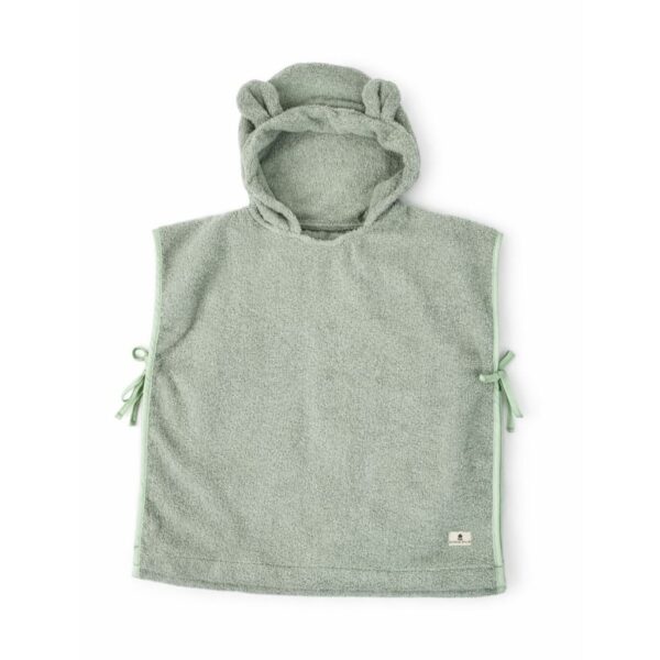 Babyponcho mit Bärenohren salbei
