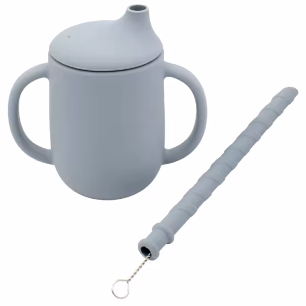 Schnabeltasse mit Trinkhalm mint