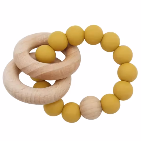 Beißring mit Silikonperlen honey