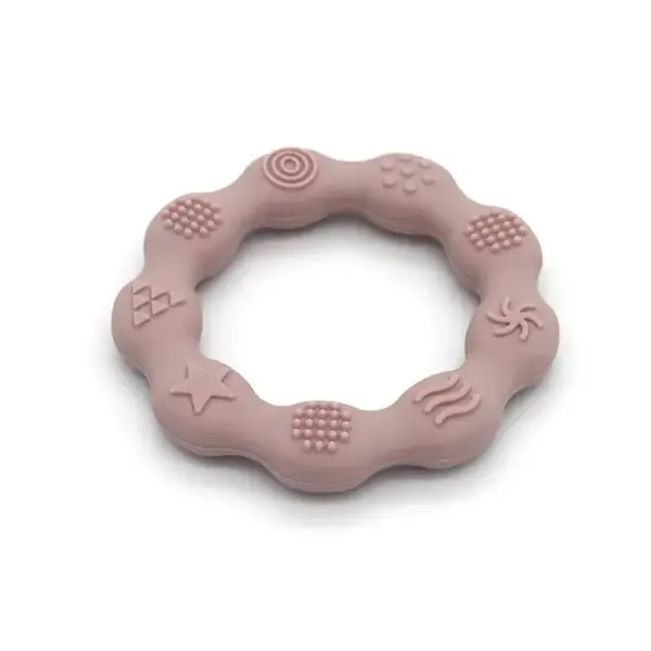 Beißring mit noppigen Strukturen, rose
