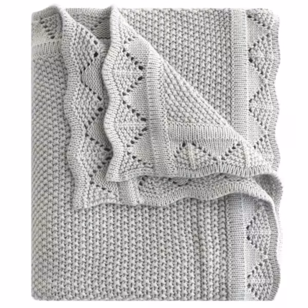 Babystrickdecke, grau
